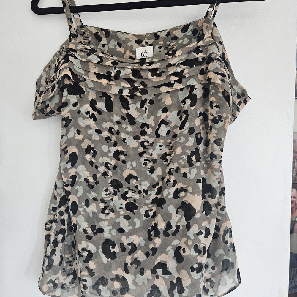 CAbi Camouflage Print Off-Shoulder Blouse
